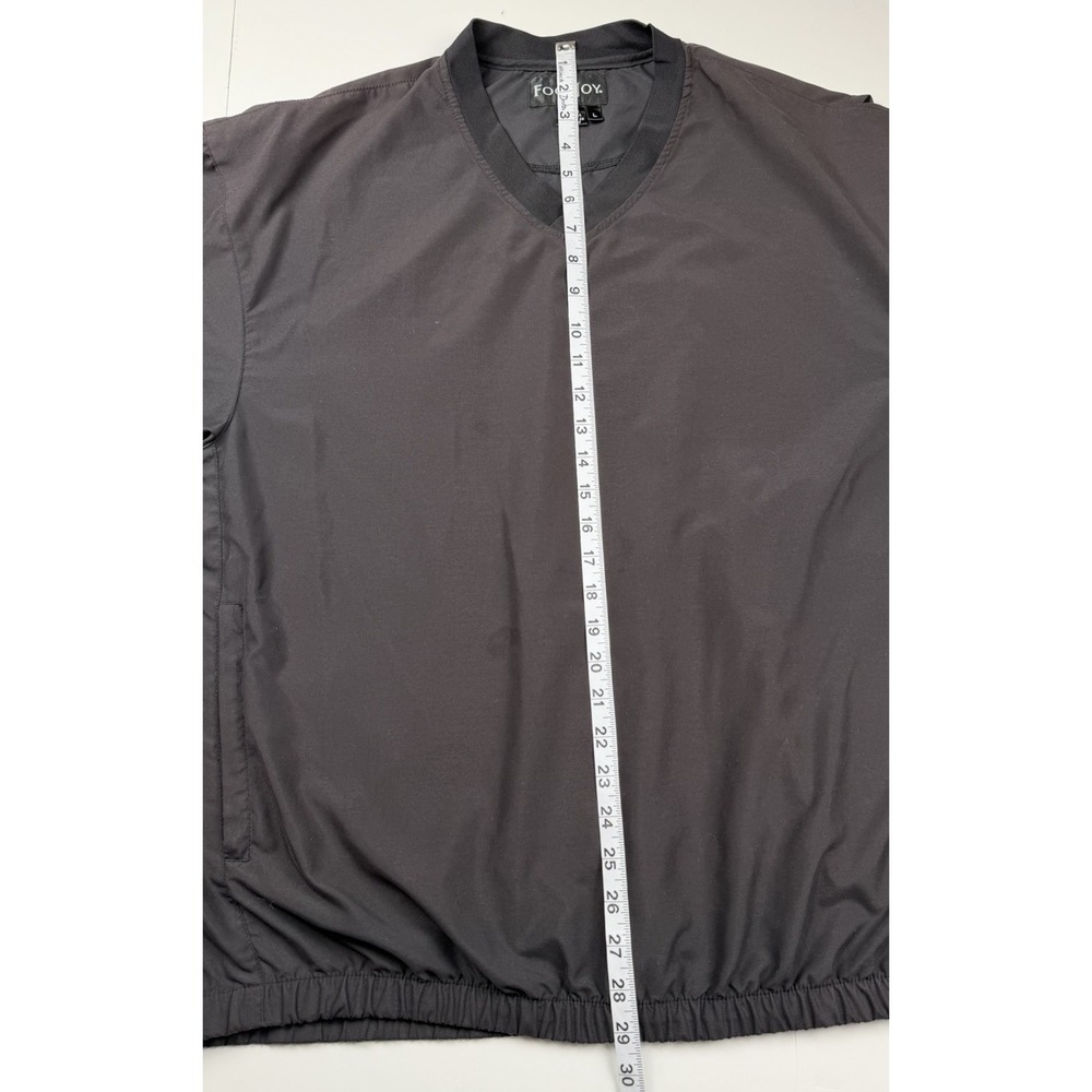 Vintage FJ Footjoy Golf Rain Wind Shirt V Neck Jacket Mens Sz L Black Pockets - Picture 12 of 12